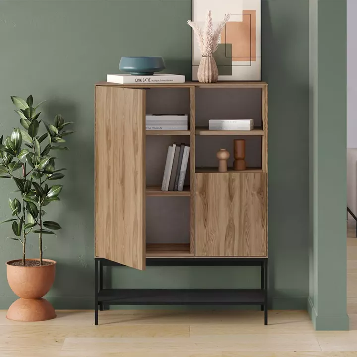 Μπουφές Amira Megapap χρώμα καρυδί Ud - black wood 90x40x125εκ.