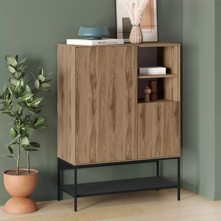 Μπουφές Amira Megapap χρώμα καρυδί Ud - black wood 90x40x125εκ.