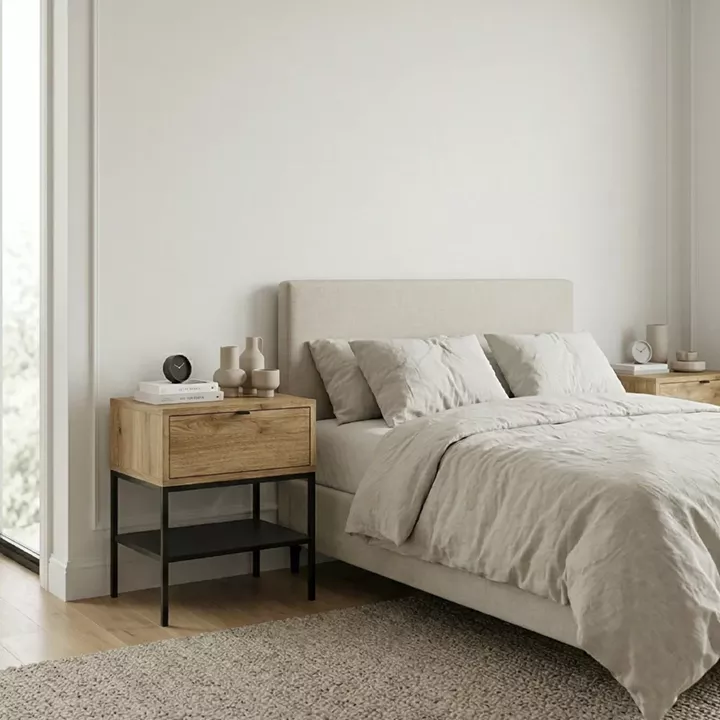 Κομοδίνο Melis Megapap χρώμα καρυδί Ud 45x35x56,4εκ.