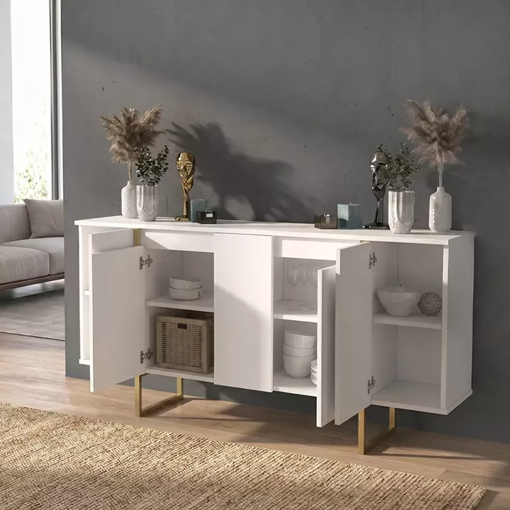 Μπουφές Orontes Megapap χρώμα λευκό - χρυσό 160x35,2x80εκ.