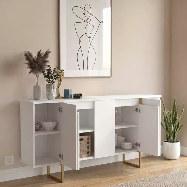 Μπουφές Orontes Megapap χρώμα λευκό - χρυσό 160x35,2x80εκ.