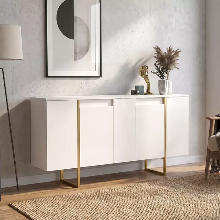 Μπουφές Orontes Megapap χρώμα λευκό - χρυσό 160x35,2x80εκ.