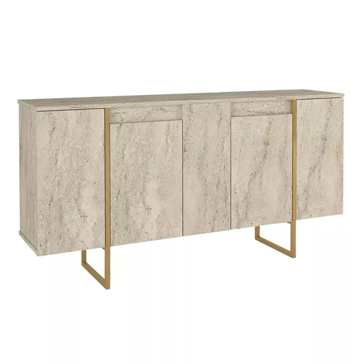Μπουφές Orontes Megapap χρώμα travertine - χρυσό 160x35,2x80εκ.