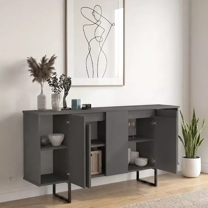Μπουφές Orontes Megapap χρώμα ανθρακί 160x35,2x80εκ.
