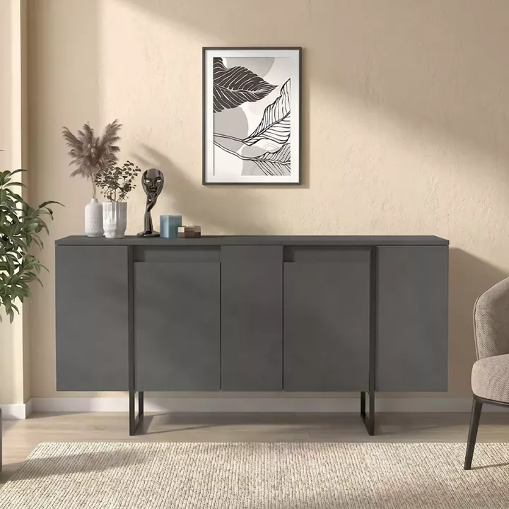 Μπουφές Orontes Megapap χρώμα ανθρακί 160x35,2x80εκ.