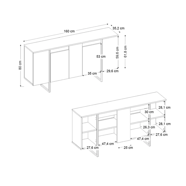 Μπουφές Orontes Megapap χρώμα καρυδί 160x35,2x80εκ.