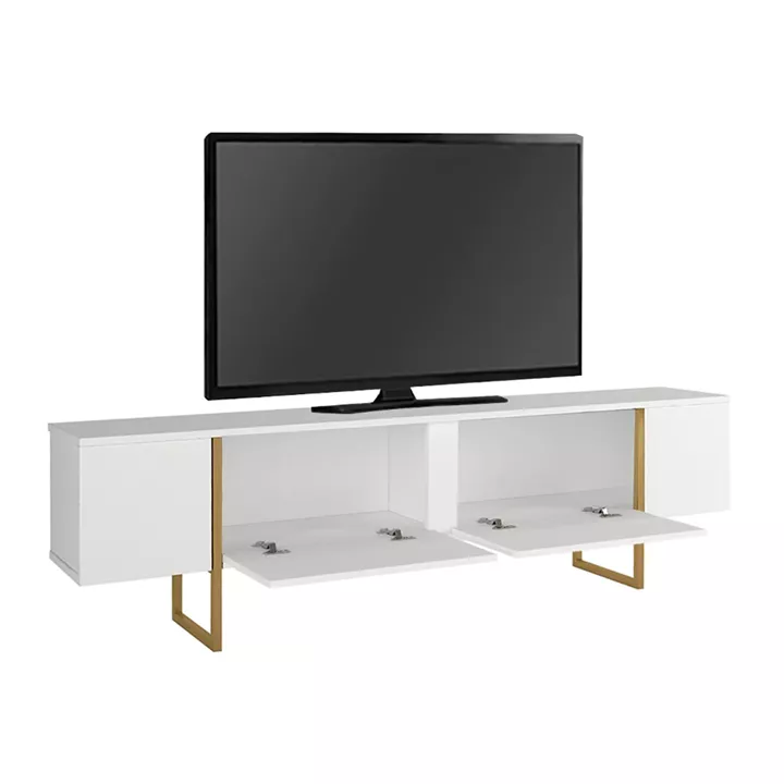 Έπιπλο τηλεόρασης Orontes Megapap χρώμα λευκό - χρυσό 180x29,6x50εκ.