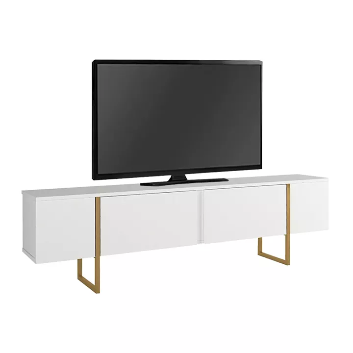 Έπιπλο τηλεόρασης Orontes Megapap χρώμα λευκό - χρυσό 180x29,6x50εκ.