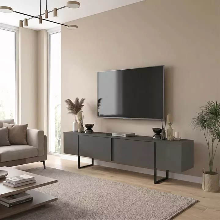 Έπιπλο τηλεόρασης Orontes Megapap χρώμα ανθρακί 180x29,6x50εκ.