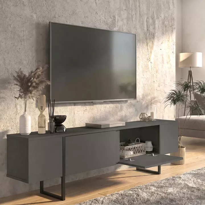 Έπιπλο τηλεόρασης Orontes Megapap χρώμα ανθρακί 180x29,6x50εκ.