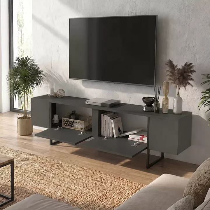 Έπιπλο τηλεόρασης Orontes Megapap χρώμα ανθρακί 180x29,6x50εκ.