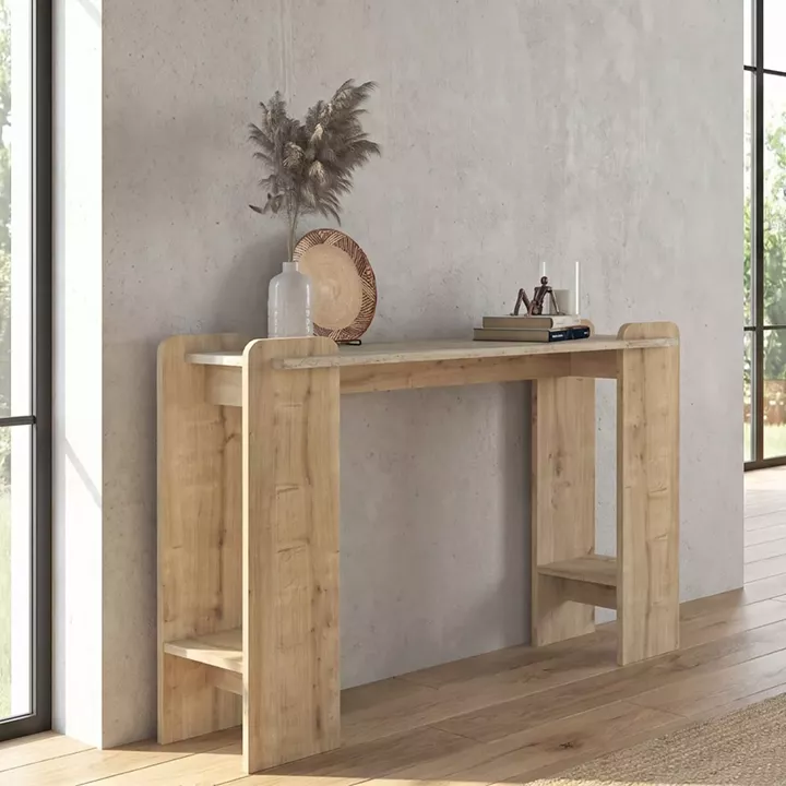 Κονσόλα Mendoza Megapap χρώμα sapphire oak - travertine 130,8x35x76,8εκ.