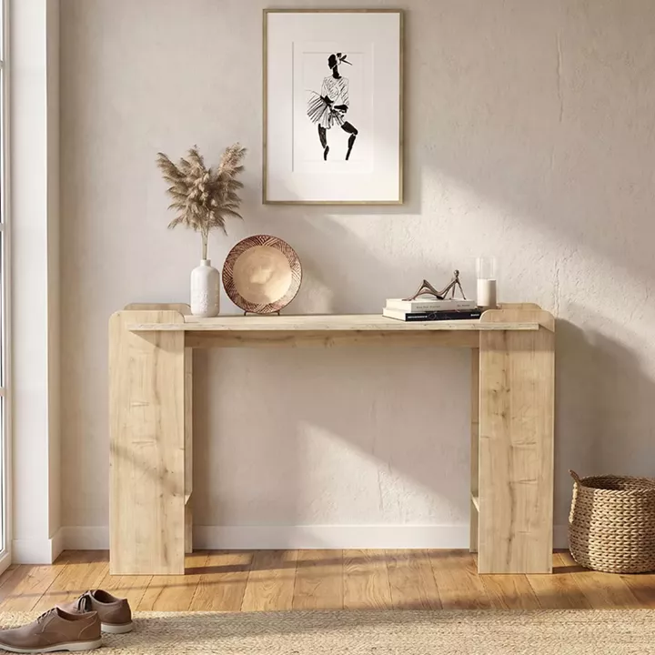 Κονσόλα Mendoza Megapap χρώμα sapphire oak - travertine 130,8x35x76,8εκ.