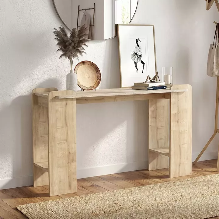 Κονσόλα Mendoza Megapap χρώμα sapphire oak - travertine 130,8x35x76,8εκ.