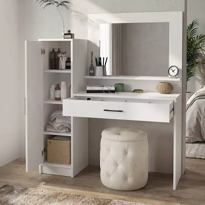 Τουαλέτα με καθρέπτη Kaunos Megapap χρώμα λευκό 123,8x40x148,2εκ.