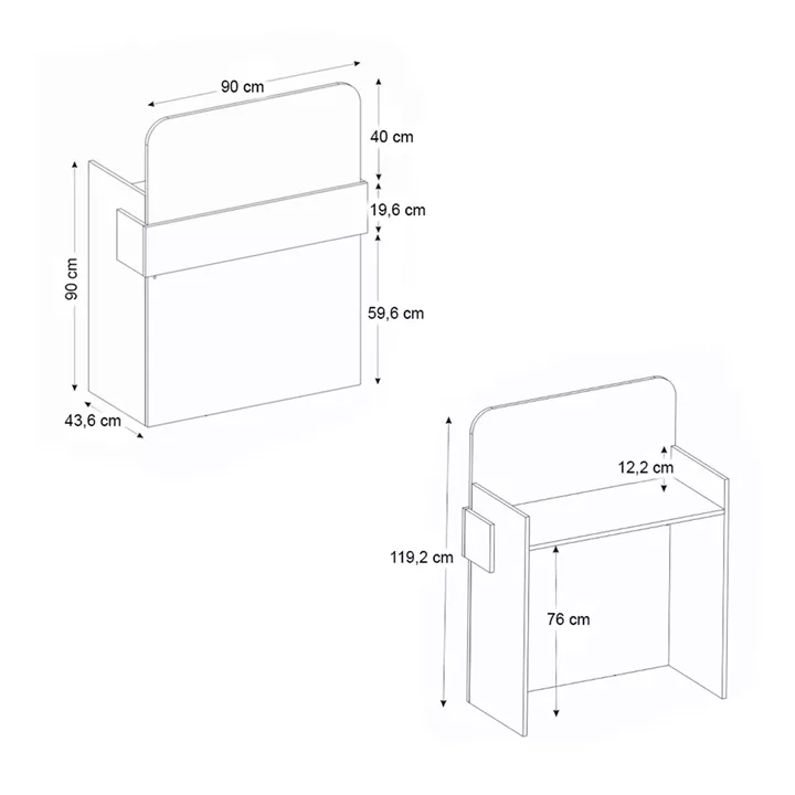 Γραφείο υποδοχής - reception Telmos Megapap με LED χρώμα λευκό - sapphire oak 90x43,6x119,2εκ.