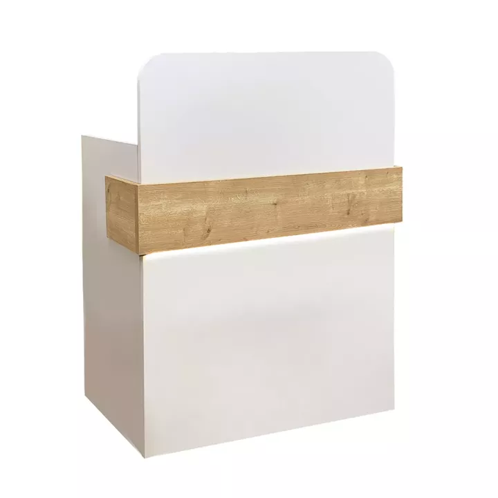 Γραφείο υποδοχής - reception Telmos Megapap με LED χρώμα λευκό - sapphire oak 90x43,6x119,2εκ.