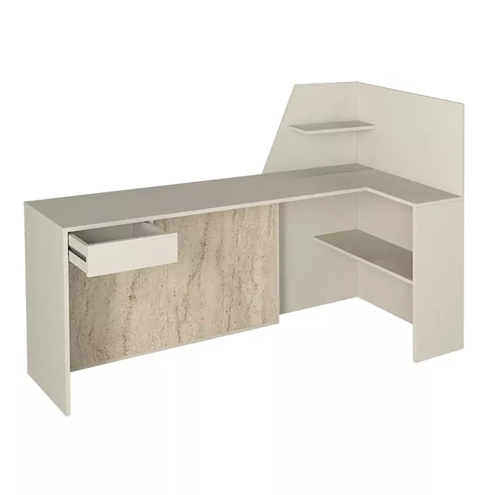 Γραφείο υποδοχής - reception Zegma Megapap με LED χρώμα sandstone - travertine 181,2x73,2x120εκ.