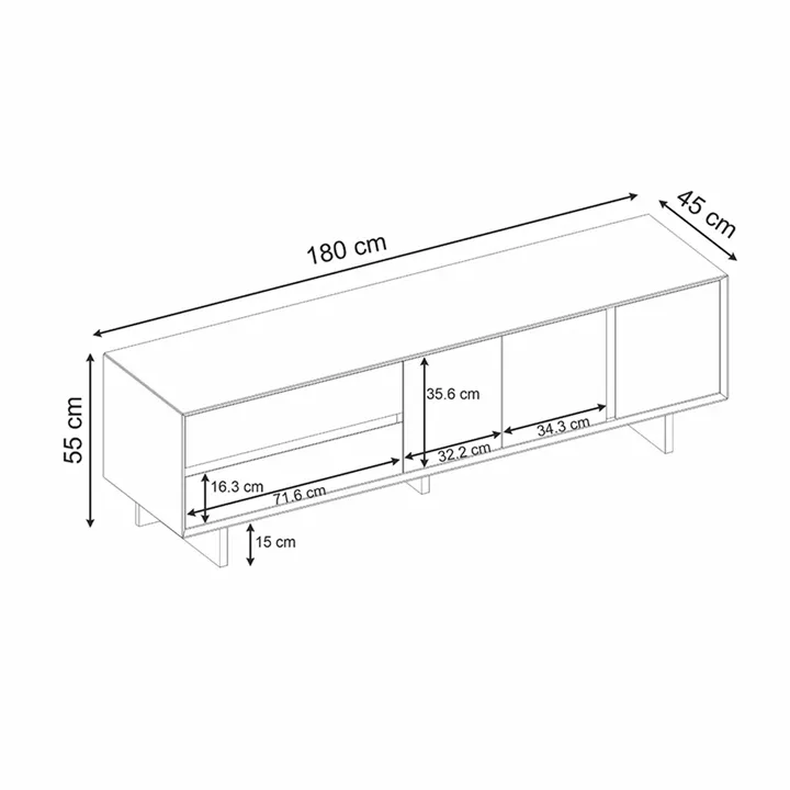 Έπιπλο τηλεόρασης Capri Megapap χρώμα sapphire oak 180x45x55εκ.
