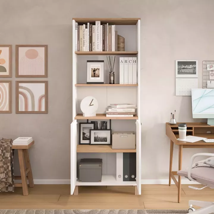 Βιβλιοθήκη ArteLibre BRAGI Λευκό/Φυσικό Μοριοσανίδα 69.5x32x180cm