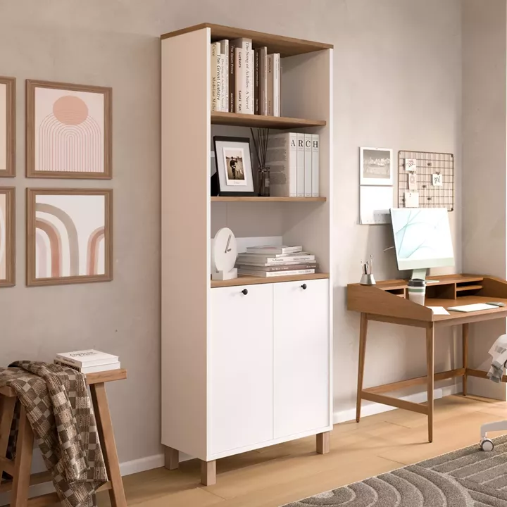 Βιβλιοθήκη ArteLibre BRAGI Λευκό/Φυσικό Μοριοσανίδα 69.5x32x180cm