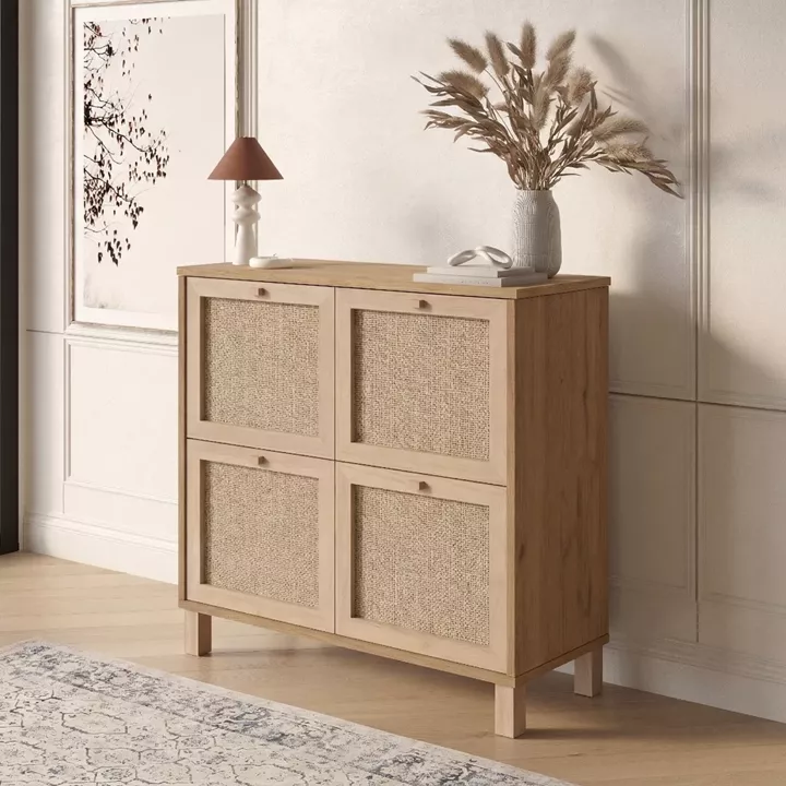 Κονσόλα ArteLibre AESIR Φυσικό Μοριοσανίδα/Rattan 90x35x85.2cm