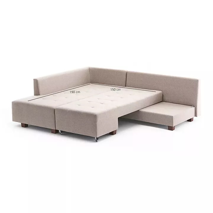 Γωνιακός καναπές - κρεβάτι Manama Megapap αριστερή γωνία υφασμάτινος χρώμα κρεμ 280x206x85εκ.