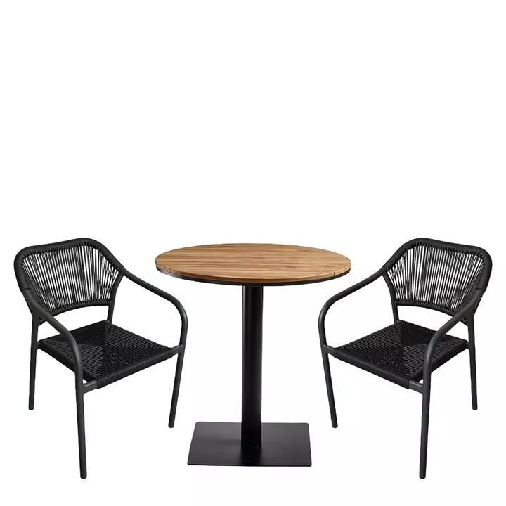 Σετ Τραπεζαρία Κήπου ArteLibre TENERIFE Καρυδί/Ανθρακί Polywood/Αλουμίνιο/Rattan Με 2 Πολυθρόνες 14990765