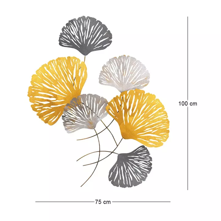 Διακοσμητικό τοίχου Metal Flower Megapap μεταλλικό χρώμα bronze - ασημί 75x100εκ.
