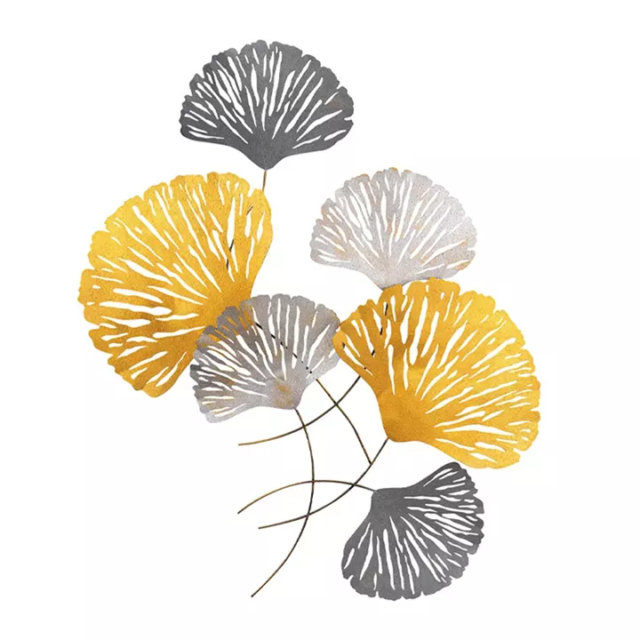 Διακοσμητικό τοίχου Metal Flower Megapap μεταλλικό χρώμα bronze - ασημί 75x100εκ.