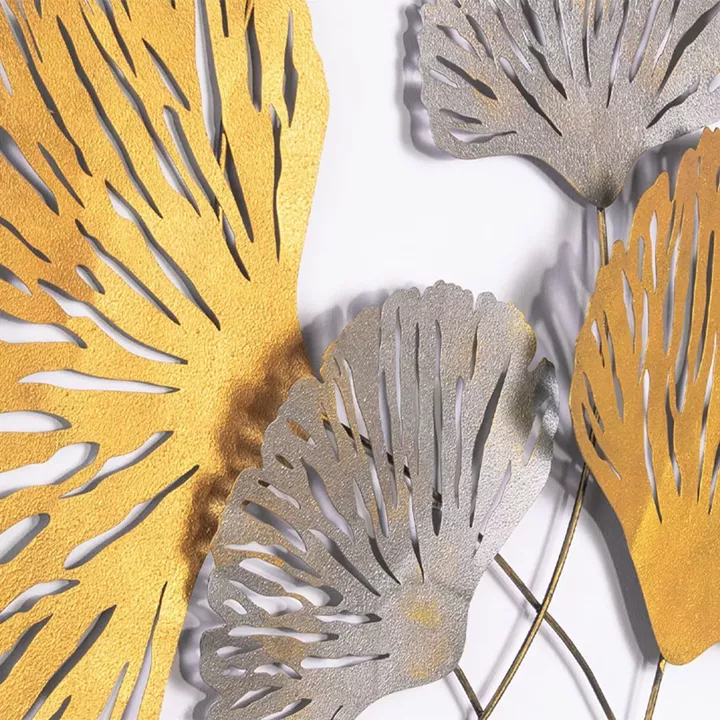 Διακοσμητικό τοίχου Metal Flower Megapap μεταλλικό χρώμα bronze - ασημί 75x100εκ.