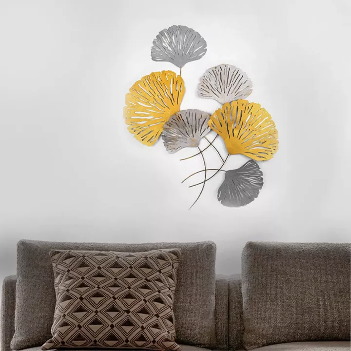 Διακοσμητικό τοίχου Metal Flower Megapap μεταλλικό χρώμα bronze - ασημί 75x100εκ.