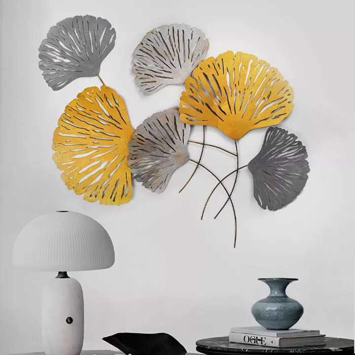 Διακοσμητικό τοίχου Metal Flower Megapap μεταλλικό χρώμα bronze - ασημί 75x100εκ.