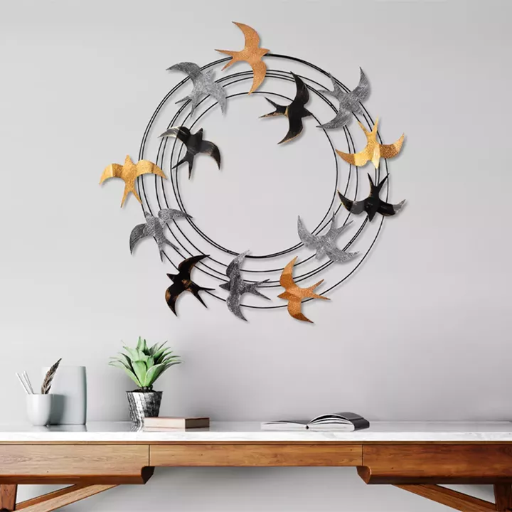 Διακοσμητικό τοίχου Spiral Flock Megapap μεταλλικό χρώμα μαύρο - bronze - ασημί 87x87εκ.