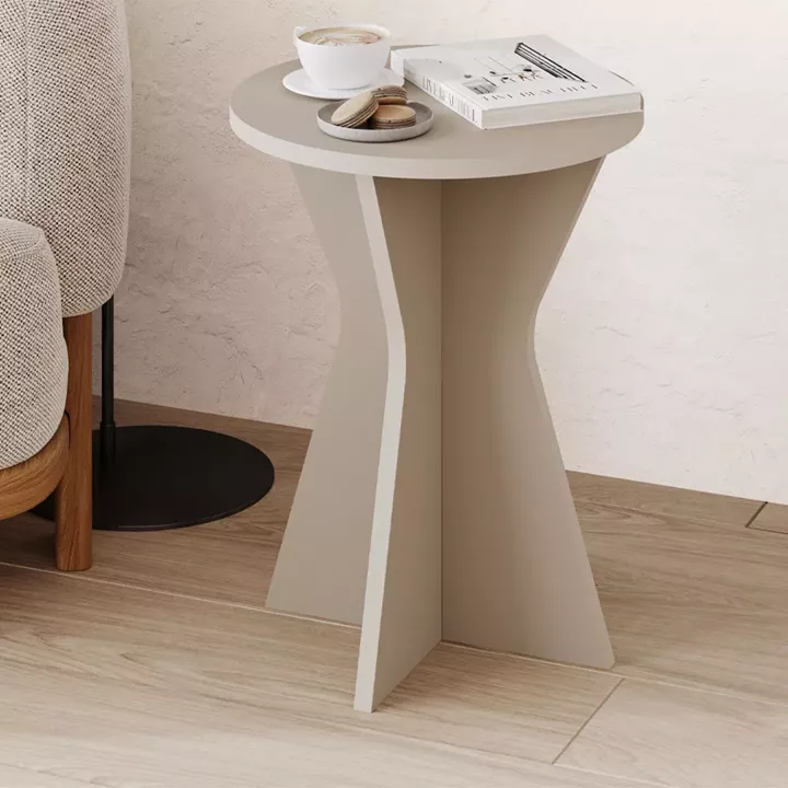 Τραπεζάκι βοηθητικό Lisa Megapap χρώμα sandstone Ø40x51,8εκ.