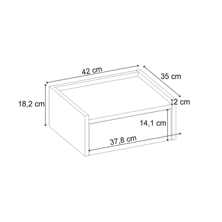 Κομοδίνο επιτοίχιο Brisa Megapap χρώμα καρυδί Ud 42x35x18,2εκ.