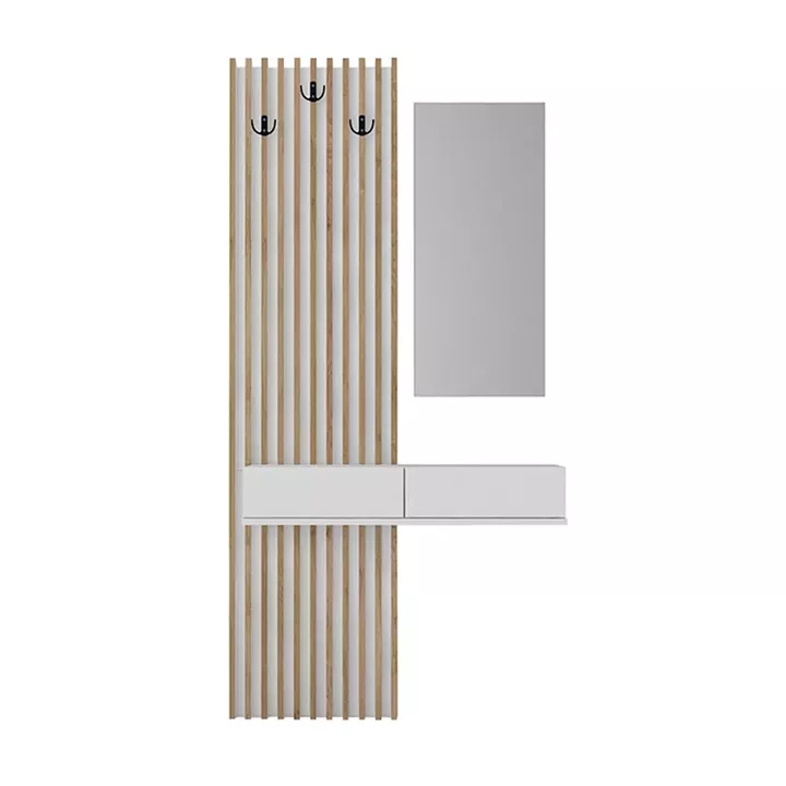 Έπιπλο εισόδου Elois Megapap χρώμα λευκό - sepet oak 96,6x26,8x195,5εκ.