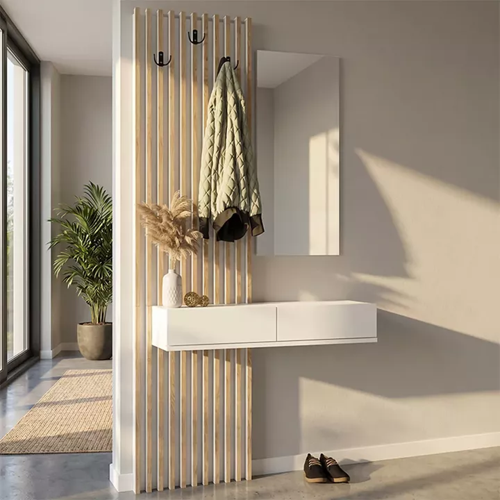 Έπιπλο εισόδου Elois Megapap χρώμα λευκό - sepet oak 96,6x26,8x195,5εκ.