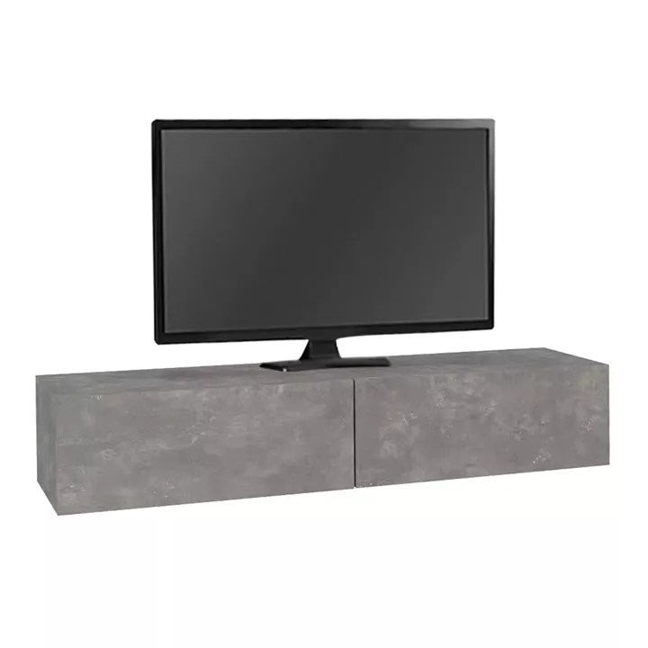 Έπιπλο τηλεόρασης επιτοίχιο Aristo Megapap με LED χρώμα γκρι σκυροδέματος 135x31,6x25εκ.