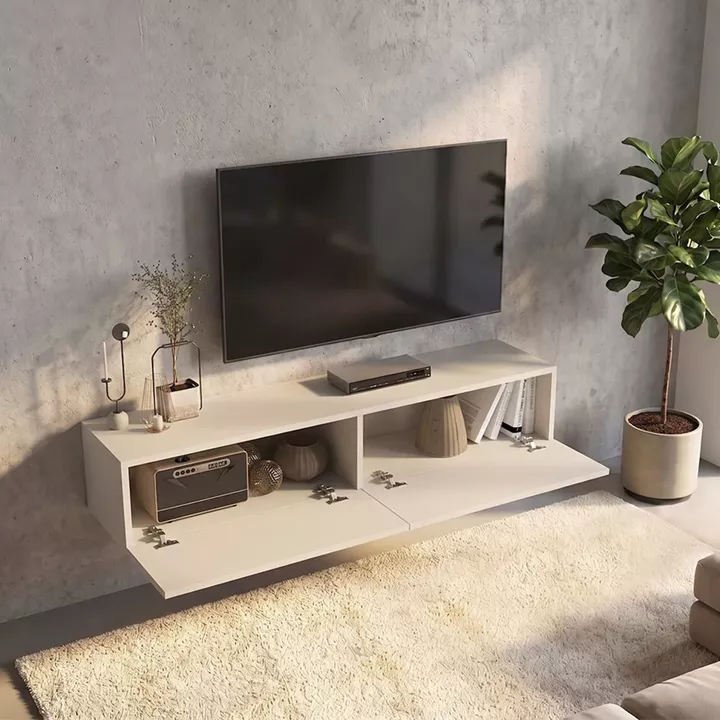 Έπιπλο τηλεόρασης επιτοίχιο Aristo Megapap με LED χρώμα sandstone 135x31,6x25εκ.