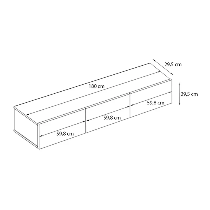Έπιπλο τηλεόρασης επιτοίχιο Damla Megapap με LED χρώμα sandstone 180x29,5x29,5εκ.