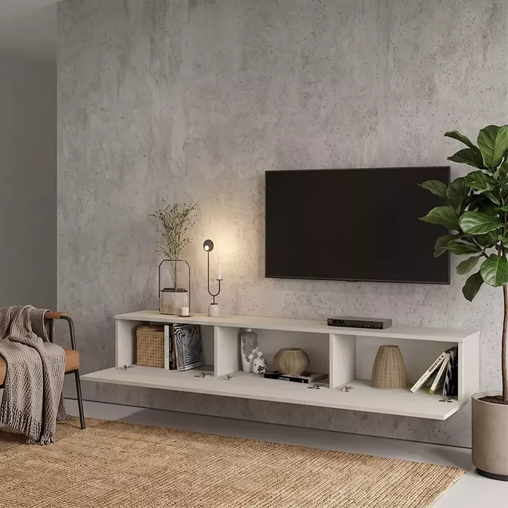 Έπιπλο τηλεόρασης επιτοίχιο Damla Megapap με LED χρώμα sandstone 180x29,5x29,5εκ.