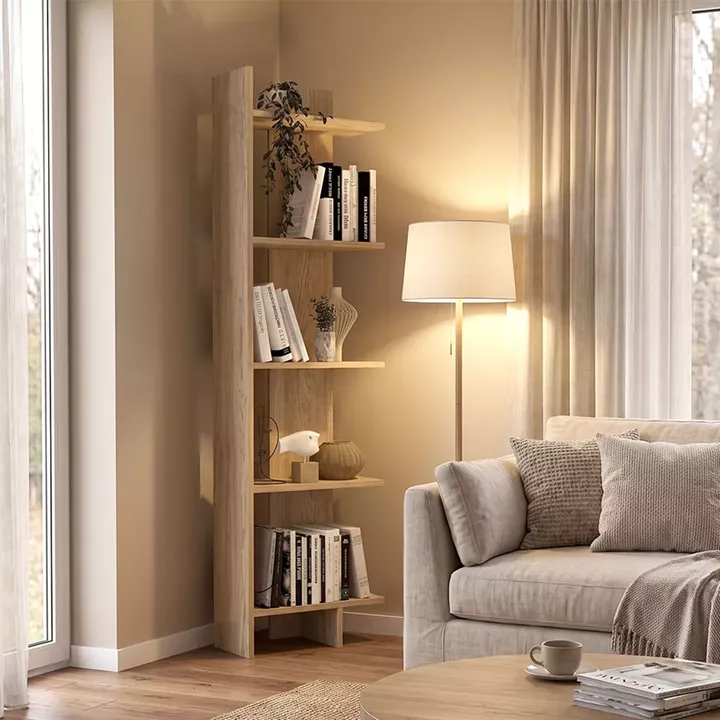Βιβλιοθήκη Perla Megapap χρώμα sepet oak 48x22x170εκ.