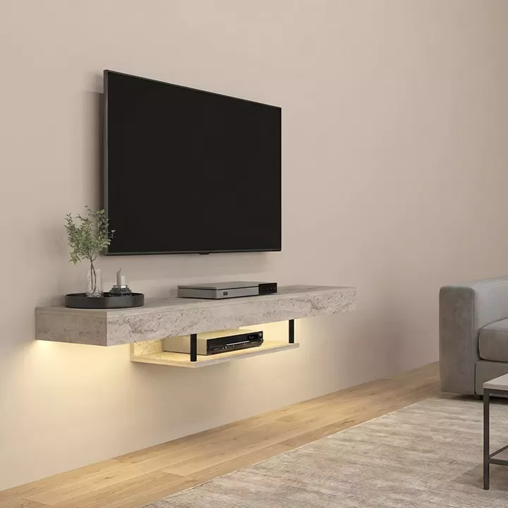 Έπιπλο τηλεόρασης επιτοίχιο Albares Megapap με LED χρώμα travertine 150x29,6x22εκ.