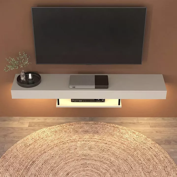 Έπιπλο τηλεόρασης επιτοίχιο Albares Megapap με LED χρώμα sandstone 150x29,6x22εκ.