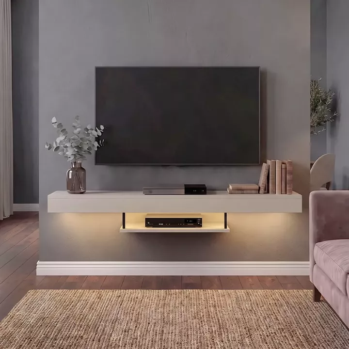Έπιπλο τηλεόρασης επιτοίχιο Albares Megapap με LED χρώμα sandstone 150x29,6x22εκ.