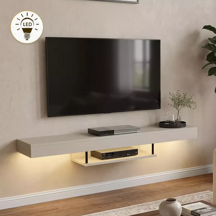 Έπιπλο τηλεόρασης επιτοίχιο Albares Megapap με LED χρώμα sandstone 150x29,6x22εκ.