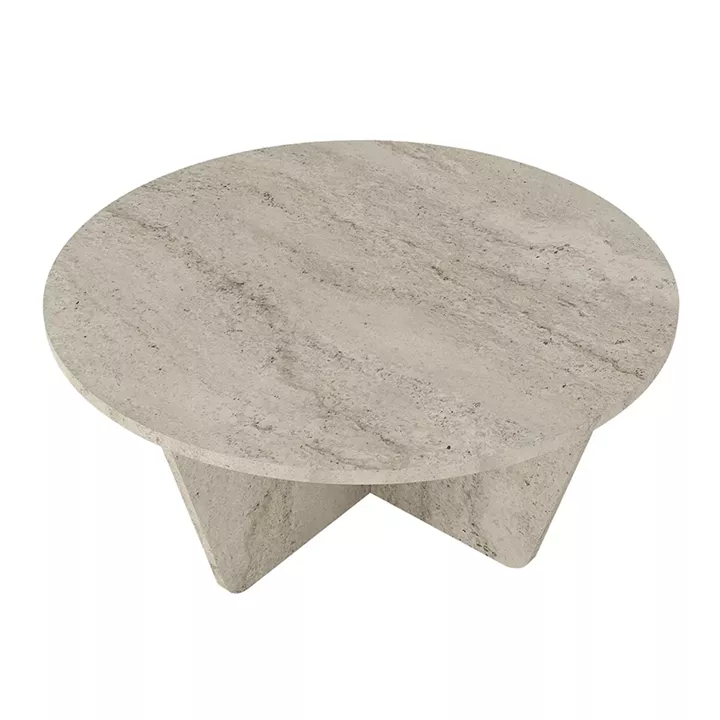 Τραπεζάκι σαλονιού Lagerta Megapap χρώμα travertine Ø75x35εκ.