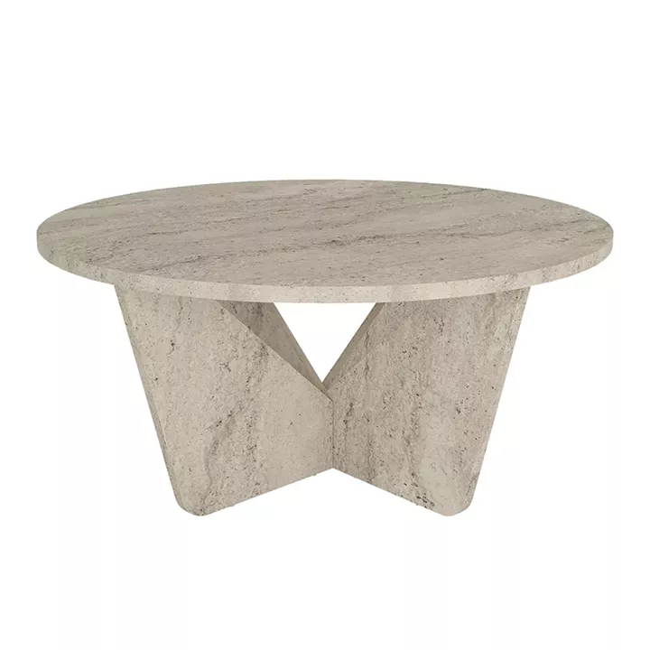 Τραπεζάκι σαλονιού Lagerta Megapap χρώμα travertine Ø75x35εκ.