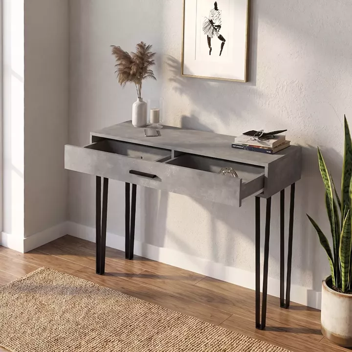 Κονσόλα Rochel Megapap χρώμα γκρι σκυροδέματος 120x35x89,8εκ.